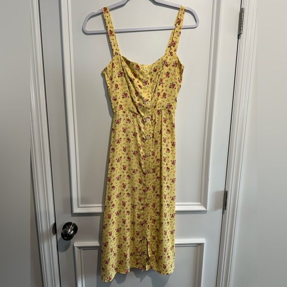 Reformation Yellow Floral Persimmon Midi Dress - Picture 3 of 8